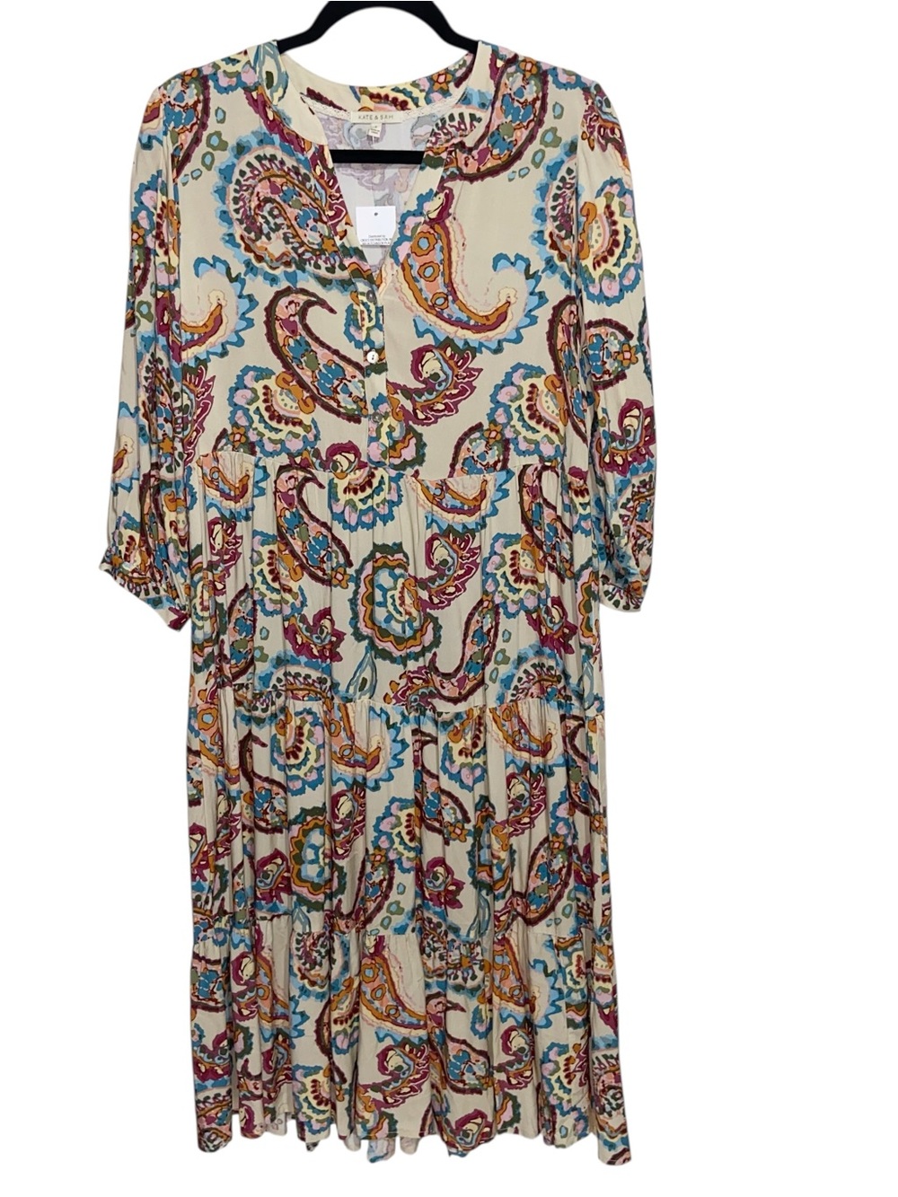 Kate & Sam Dress Womens Small Tiered Midi Paisley Boho Festival Cottagecore